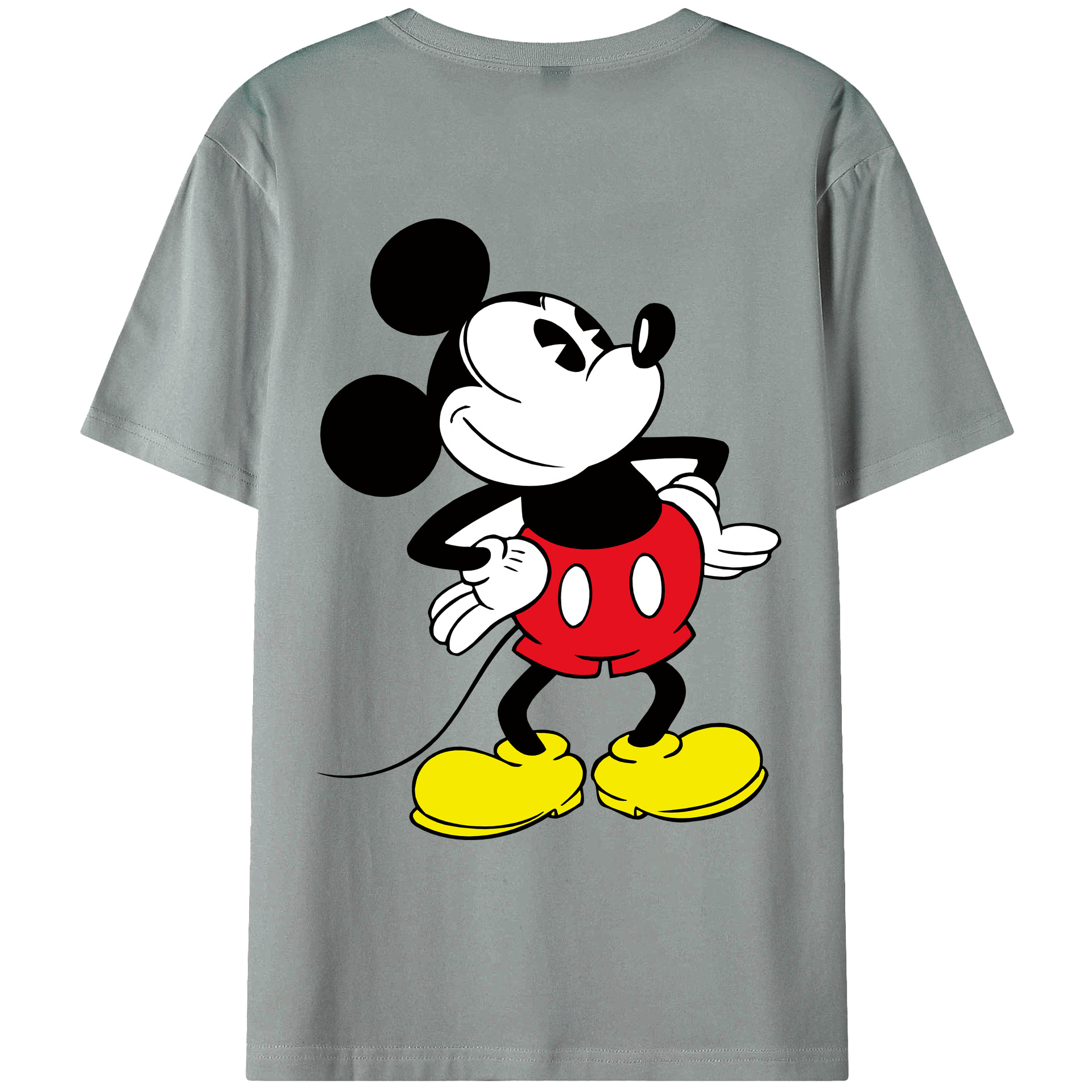 ミッキーマウス Mickey Mouse 綿100％ メンズ半袖Tシャツ（バックプリント） 通気性